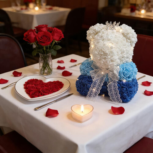 Rose Teddy Bear with Lights 1 Pack