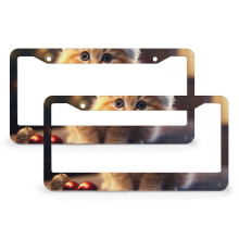 Christmas Cat License Plate Frames Metal 2 pcs