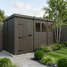 15x5 Pent Composite Shed Tanalised (Single Door, With Windows)