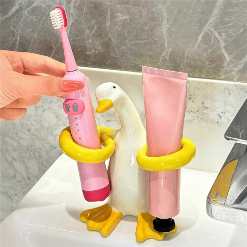 Duck Shape Ceramic Electric Toothbrush Stand for Bathrooms Countertop 2