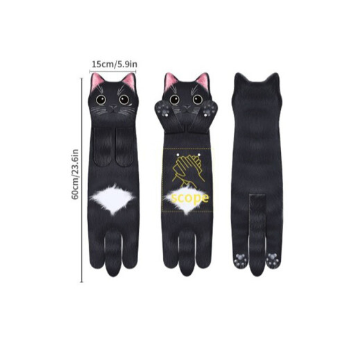 Serviette à Main Chat Noir en Microfibre Douce et Absorbante pour Cuisine 1