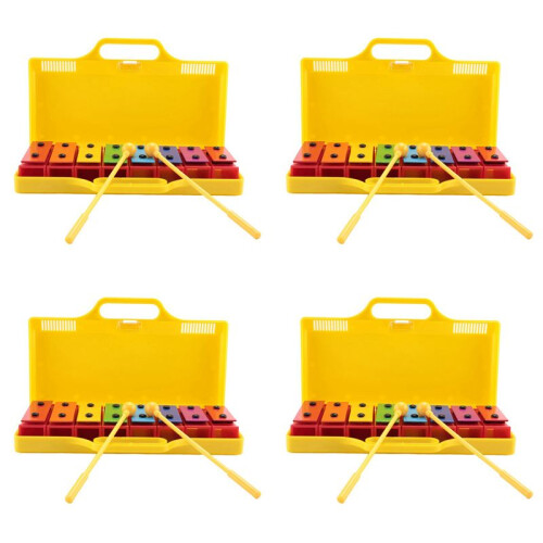 4X 8 Notes Chromatic Xylophone Glockenspiel Resonator Bells with Yellow Case
