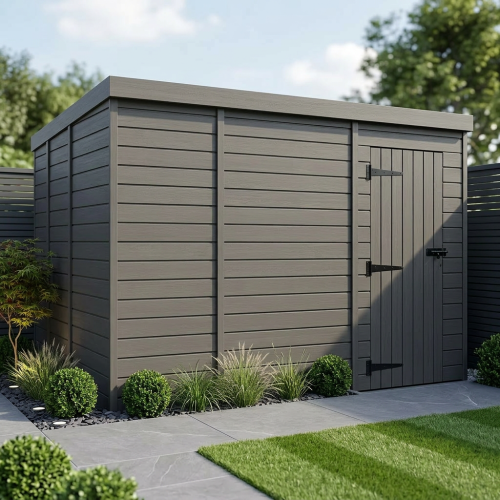 11x8 Pent Composite Shed Tanalised (Single Door, No Windows)