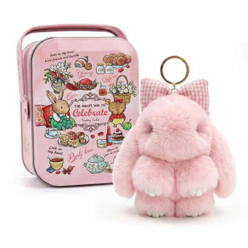 (Blue) Easter Handmade Soft Plush Bunny Keychain Cute Rabbit Keyring Bag Charm Pendant Party Gift