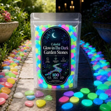 (Purple, 100pcs) Colorful Glow in the Dark Garden Stones Outdoor Decor Waterproof Non-Slip 36-Pack Garden Landscaping Stones