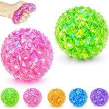 (Orange diamond ball) New Cute Stress Relief Squishy Ball Slow Rising Diamond Glitter Sensory Fidget Toy Gift