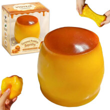 (orange) Crispy Caramel Pudding Squeeze Toy Soft Squishy Stress Relief Ball Moldable Cute Dessert Toy for Adults Kids