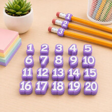 (Purple numbers 1-20(Pencils not included)) Classroom Pencil Labels Reusable Pencil Tracking Tags School Supplies Pencil Management Assorted Colors