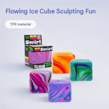 (Blue bear color box) Slow Rising Ice Cube Squishy Toy Stress Relief Malt Sugar Cubes Fidget Toy Creative Decompression Gift