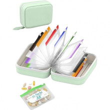 (Green) A8 Waterproof Pill Pouch Set with 4 Color-Coded Bags Weekly Pill Organizer Portable Travel Pill Case