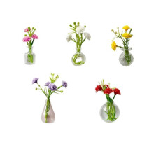 (Five piece suit) Mini Magnetic Flower Vase Fridge Magnet DIY Craft Glass Bottle Whisker Collection Bottle Home Decor