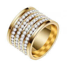 Women's Stainless Steel Wedding Band Ring with Cubic
