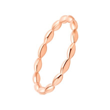Women's Rose Gold Stainless Steel Teardrop Oval Stacking