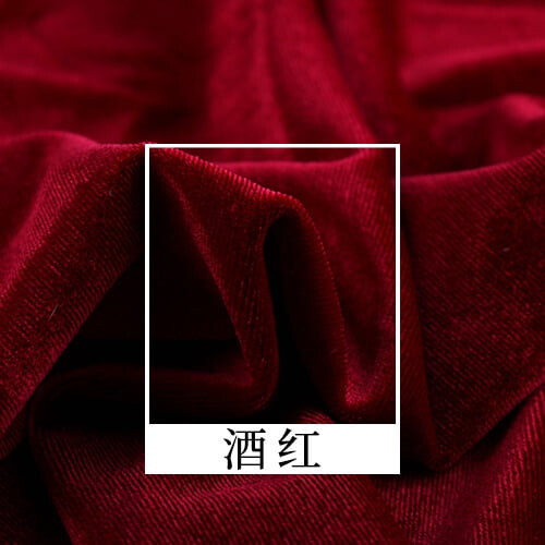 Wine Red Velvet Fabric 39x63 in Soft Thickened