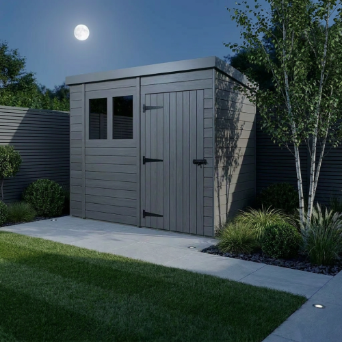 11x8 Pent Composite Shed Tanalised (Single Door, With Windows) 2