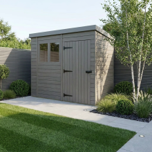 11x8 Pent Composite Shed Tanalised (Single Door, With Windows)