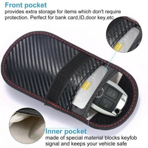 2 Pack Car Key Signal Blocker Case Faraday Cage Pouch Keyless RFID Blocking Bag 1