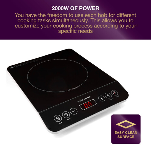 Portable Induction Hob Electric Digital Single Hot Plate Cooker Powerful 2000w 2