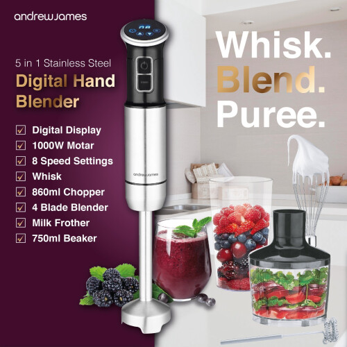 Hand Blender for Kitchen LCD Display 1000W 5 in 1 Immersion Hand Blender Stick 1
