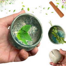 Ensemble bol et broyeur à herbes en céramique fait main (1 pièce)