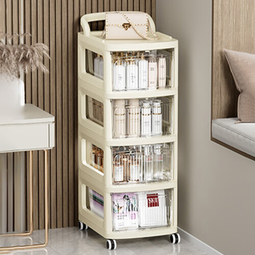 4-Tier Rolling Storage Cart with Clear Drawers