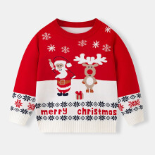 Red Christmas Sweater for Girls Age 5 - Santa Reindeer