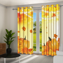 Aofoto Autumn Curtain Orange Fall Leaves Pumpkin Rustic