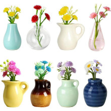 (8 piece set b) New Mini Ceramic Vase Magnet for Kitchen Fridge Office Ceramic Craft Flower Vase Multicolor
