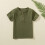 Henley Shirt Solid Color Short Sleeve Casual Tee Olive 1