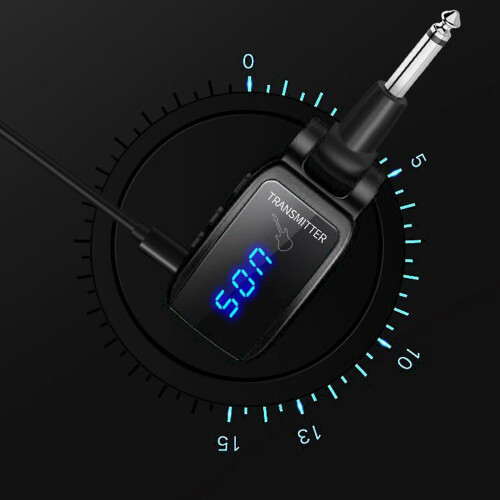Wireless Guitar System Transmitter Receiver 15 Channels Rechargeable Black