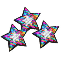 3x3pcs sparkling sequins star patch glitter applique sewing decals B 100x100mm