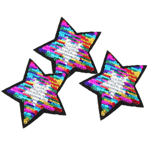 3x3pcs sparkling sequins star patch glitter applique sewing decals B 100x100mm
