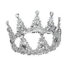 Round Baroque crown tiara Crown Headband for Prom Christmas Silver