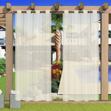 White Sheer Curtains Rod Pocket 52x84 Inch Beige