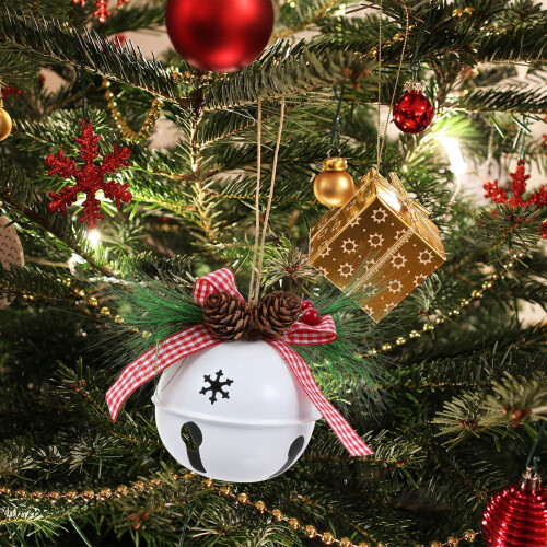 Jingle Bell Ornament White Iron 1 Piece