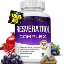 Natural Resveratrol Capsules 90 Count Antioxidant Anti-Aging Supplement