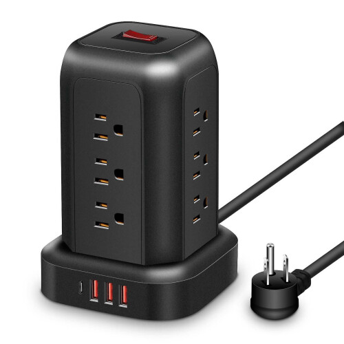 Power Strip Practical Compact Vertical Socket for Home Dorm Room Hotel