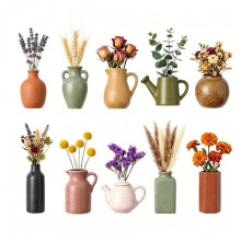 (Six piece set) Ceramic Retro Water Culture Mini Vase Magnet Refrigerator Magnet Novelty Home Decor
