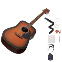 Guitare Acoustique Dreadnought 6 Cordes-Duoku-103 cm-Table en Epicéa Massif-Dos en Acajou-Idéale pour Adultes-Finition Soleil