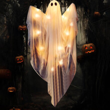 Halloween hangende spookdecoratie met LED-verlichting in warm wit