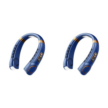 2X Ventilador de Cuello Portátil, Ventilador Personal Recargable de Manos Libres, Ventilador Ajustable Sin Aspas para Trabajar, Viajar, Oficina Azul