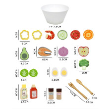Wooden Play Salad Set Fine Motor Skill Counting Realistic Pretend Salad Play
