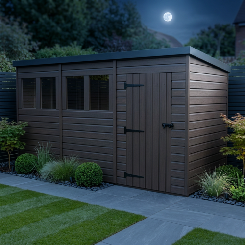 12x7 Pent Composite Shed Tanalised (Single Door, With Windows) 2