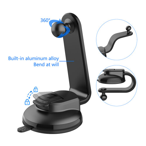 Accessories: Suction Cup Car Phone Bracket 17mm Universal Ball Telescopic Arm Foldable 2
