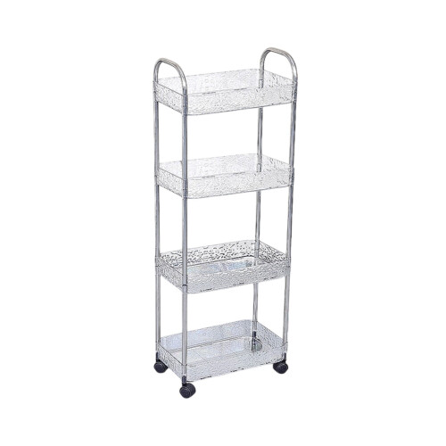 Plastic Rolling Shelf Transparent 3-Tier