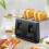 Black Toaster - 4 Slice - Variable Browning - Defrost - Reheat - Extra Wide Slot 8