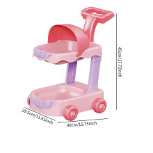 Toy Pram Double Layers Dollhouse Decorations Pretend Play Baby Doll Trolley