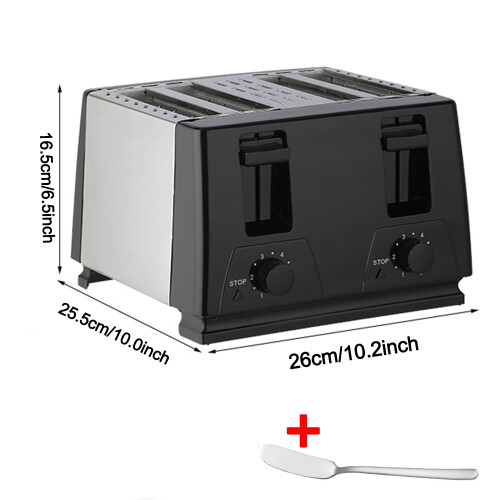Black Toaster - 4 Slice - Variable Browning - Defrost - Reheat - Extra Wide Slot 1