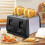 Black Toaster - 4 Slice - Variable Browning - Defrost - Reheat - Extra Wide Slot 5
