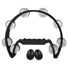 Tambourine with Metal Jingles Half-Moon Design Black